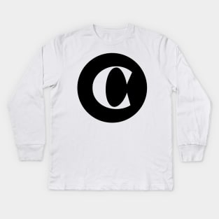 C (Letter Initial Monogram) Kids Long Sleeve T-Shirt